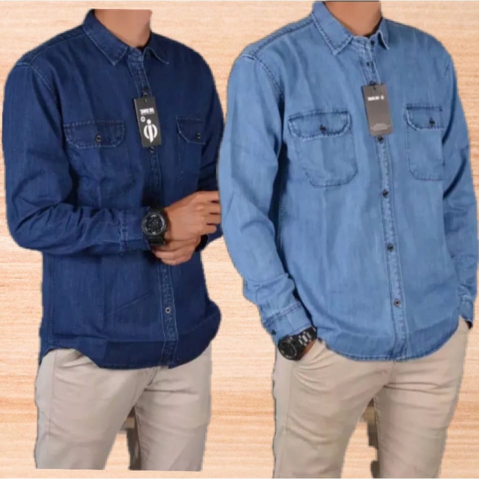 KEMEJA DENIM PRIA TERBARU KEMEJA LENGAN PANJANG KEMEJA DENIM