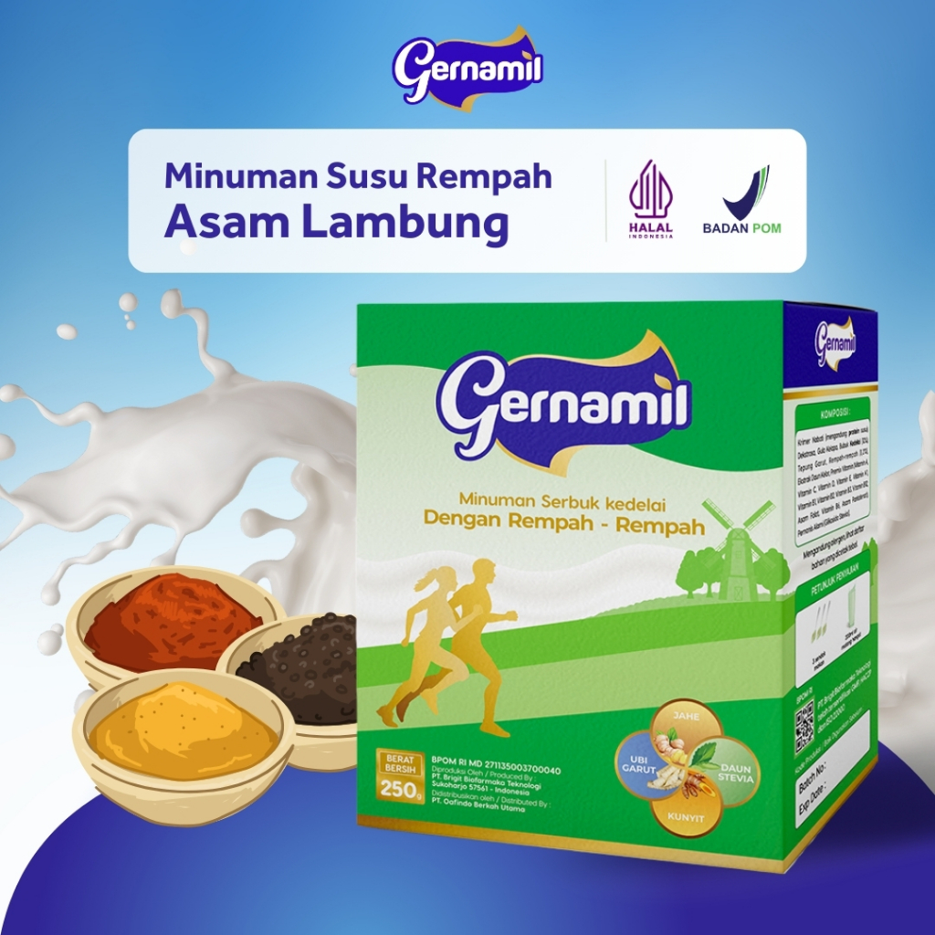 

Minuman Asam Lambung Dari Susu Ekstra Rempah Alami dan Ubi Garut Gernamil