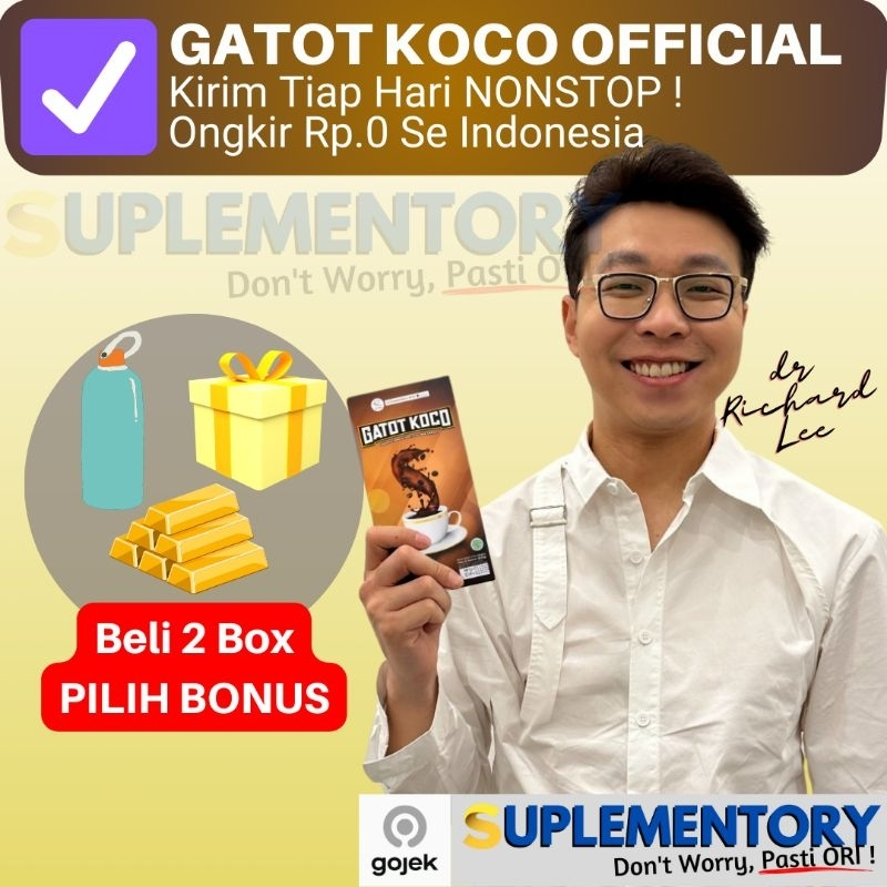 

Kopi Gatot Koco Gatotkoco 1 Box isi 5 sachet Dr Hen Richard Lee Kaca asli Original