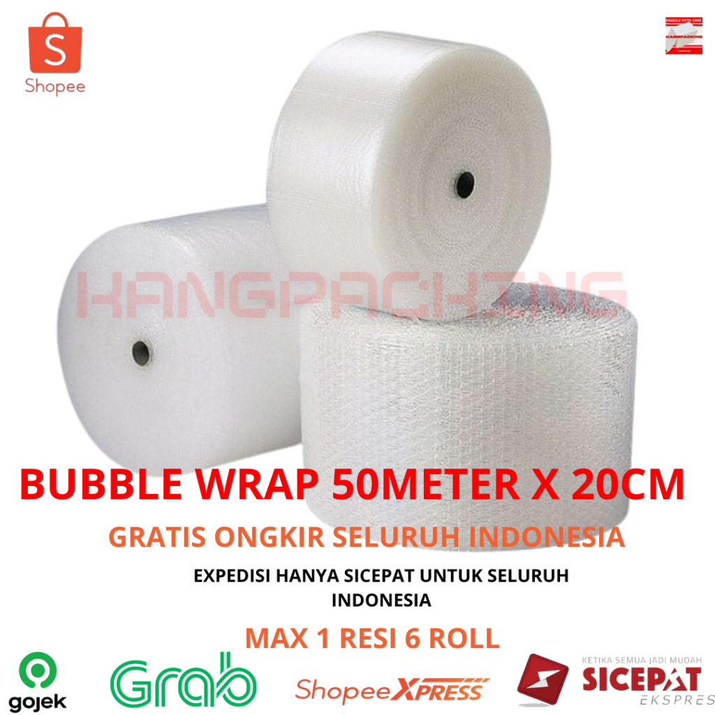 

Bubble Wrap roll 50 M X 20 CM kuat tebal (Hitam & Bening)