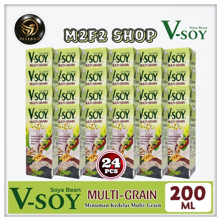 

V-Soy Soya Bean Milk Multi Grain Barley | Susu Kedelai Kotak UHT - 200 ml (Kemasan 24 Pcs)