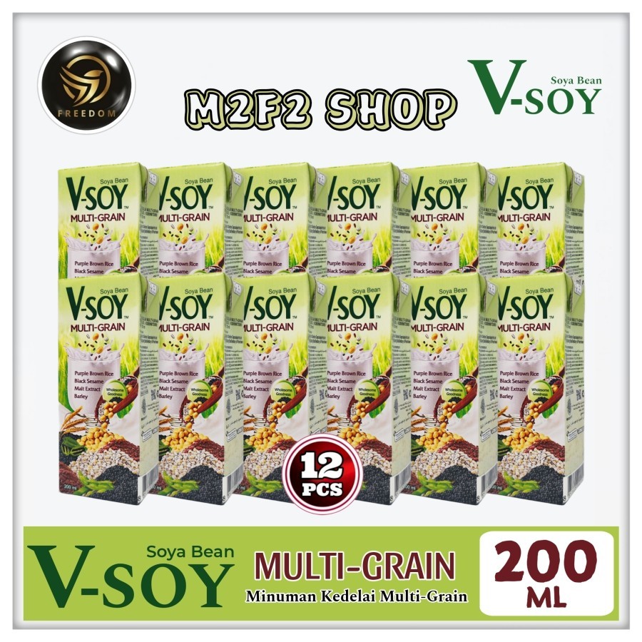 

V-Soy Soya Bean Milk Multi Grain Barley | Susu Kedelai Kotak UHT - 200 ml (Kemasan 12 Pcs)