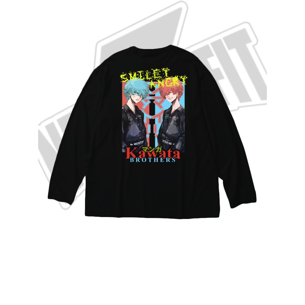 Kaos T shirt Anime Pria Wanita Anak anak Lengan Panjang SMILEY ANGRY MANJI GANG TOKYO REVENGERS Jepa