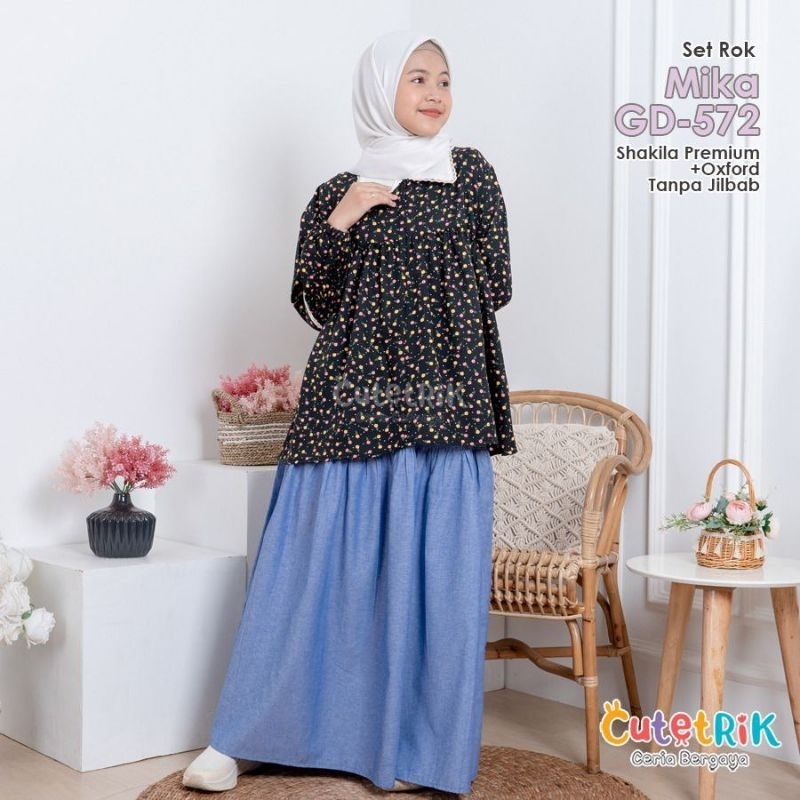 Set Rok Tunik Anak Mika By Cutetrik Terbaru Baju Setelan Muslim Anak Cewek Lengan Panjang Motif Bung