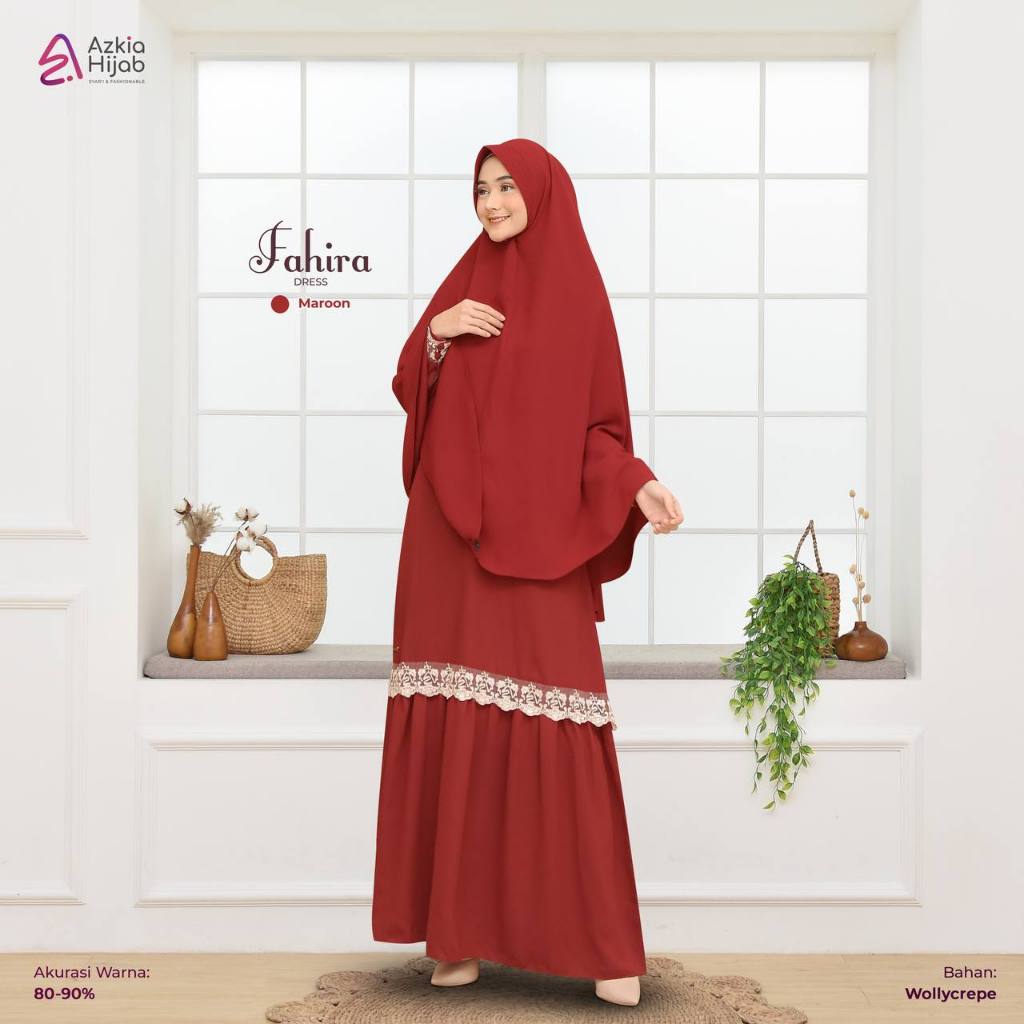 Gamis Lebaran FAHIRA Bahan WollyCrepe Size Anak Dan Dewasa Ori By Azkia Hijab