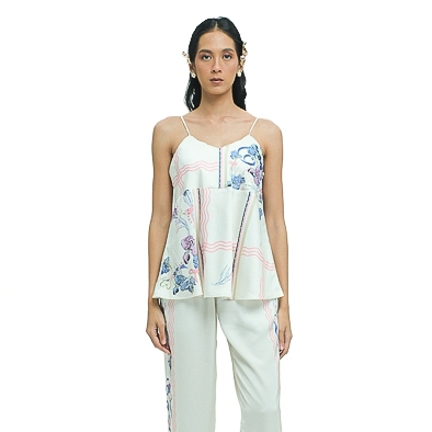 RTW STUDIO PREMIUM COLLECTION - Kamisol Wanita Print Mariana Ribbon White Ivory [Limited Exclusive E
