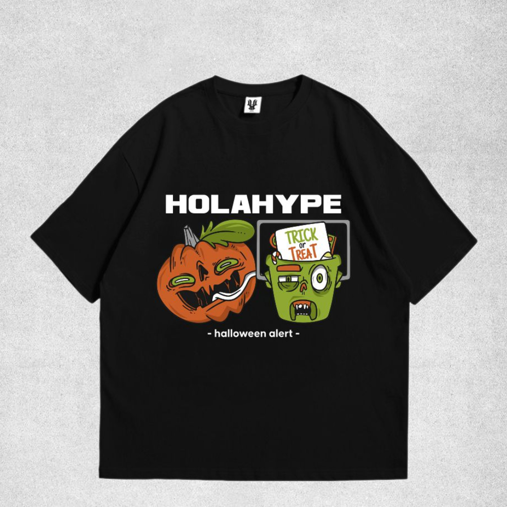 KAOS DISTRO ORIGINAL / HOLAHYPE / HOLLOWEEN / T SHIRT STREETWEAR / BAJU HITAM / POLOS / BLACK PREMIU