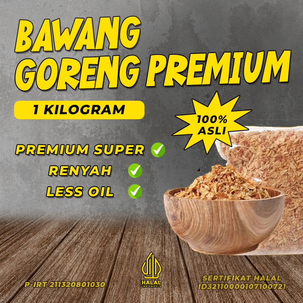 

Bawang goreng premium super 1 kg 100% murni