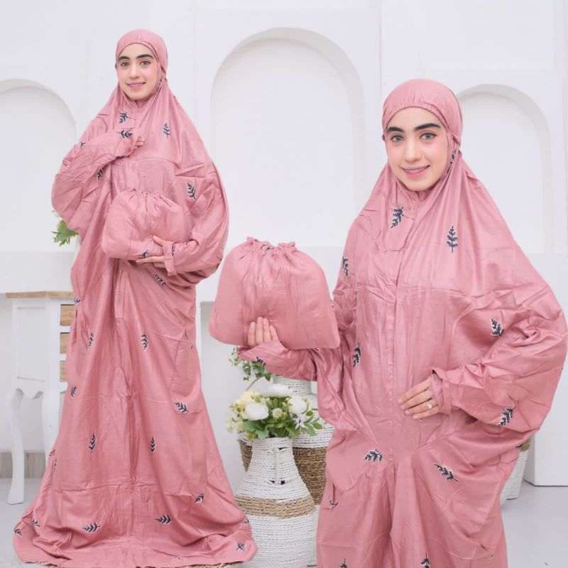 mukena terusan Jumbo motif bahan rayon termurah.. mukena travel murah. bisa COD
