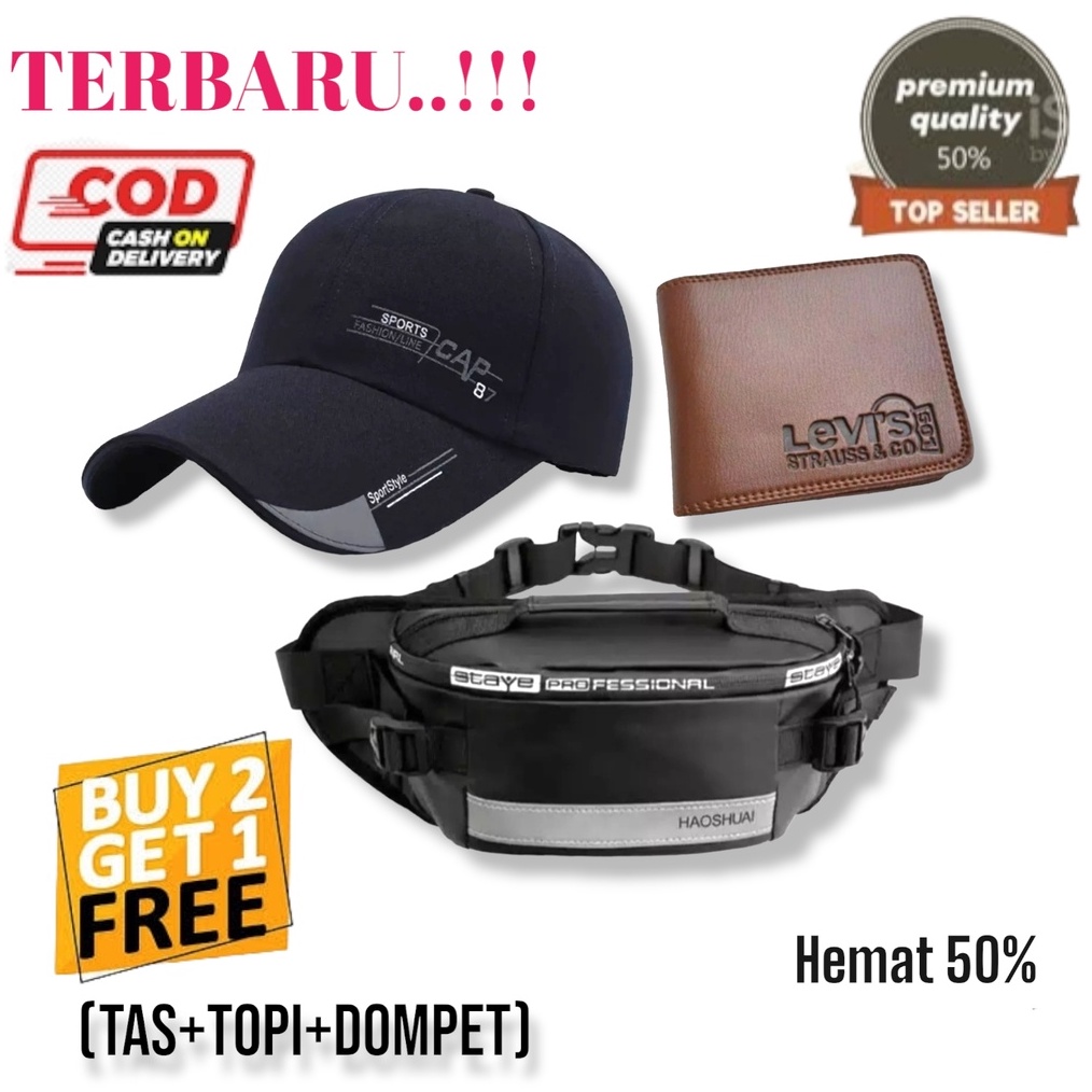 Termurah dan terbaik BAYAR 1 DAPAT 3 Tas selempang professionaltopi distro baseballdompet kekinianta