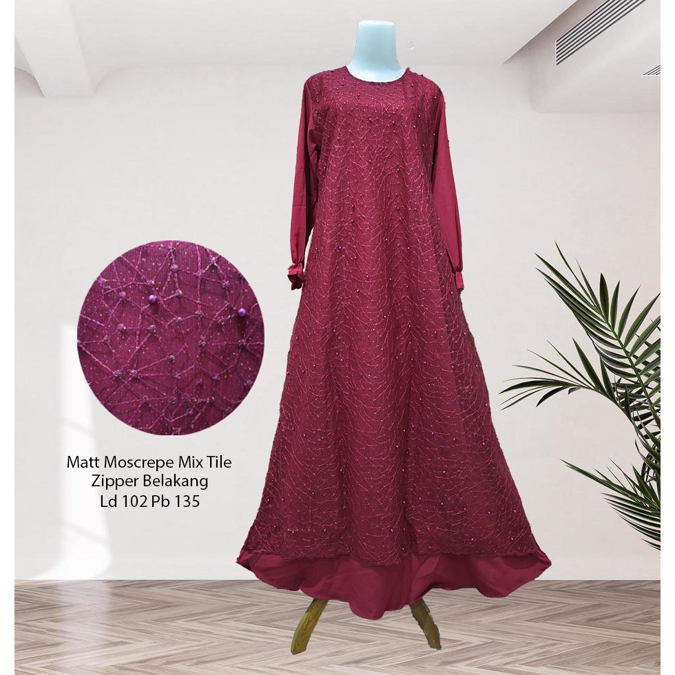 Baju Muslim Longdress Pesta Gamis Tile Mewah