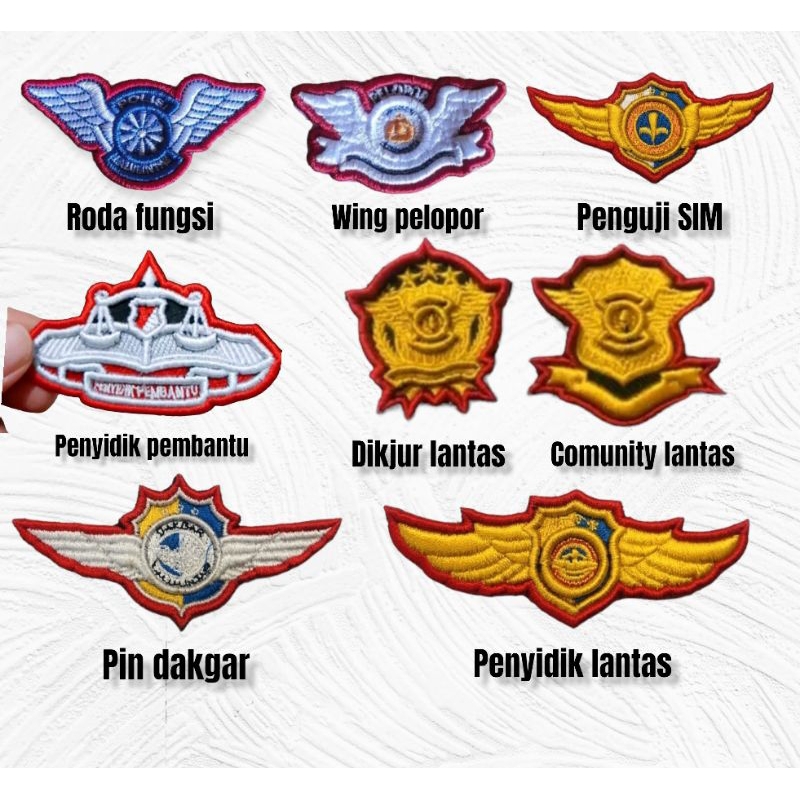 atribut bordir pakaian dinas polisi - bordir timbul