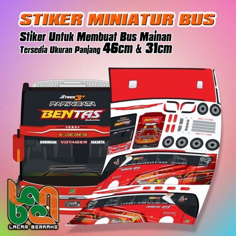 Stiker Pola Miniatur Bus Bentas