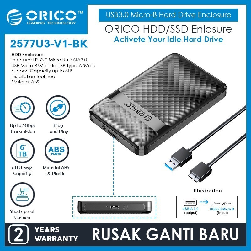 HDD Enclosure 2.5" USB 3.0 ORICO 2577U3 - HDD Case USB 3.0 2.5