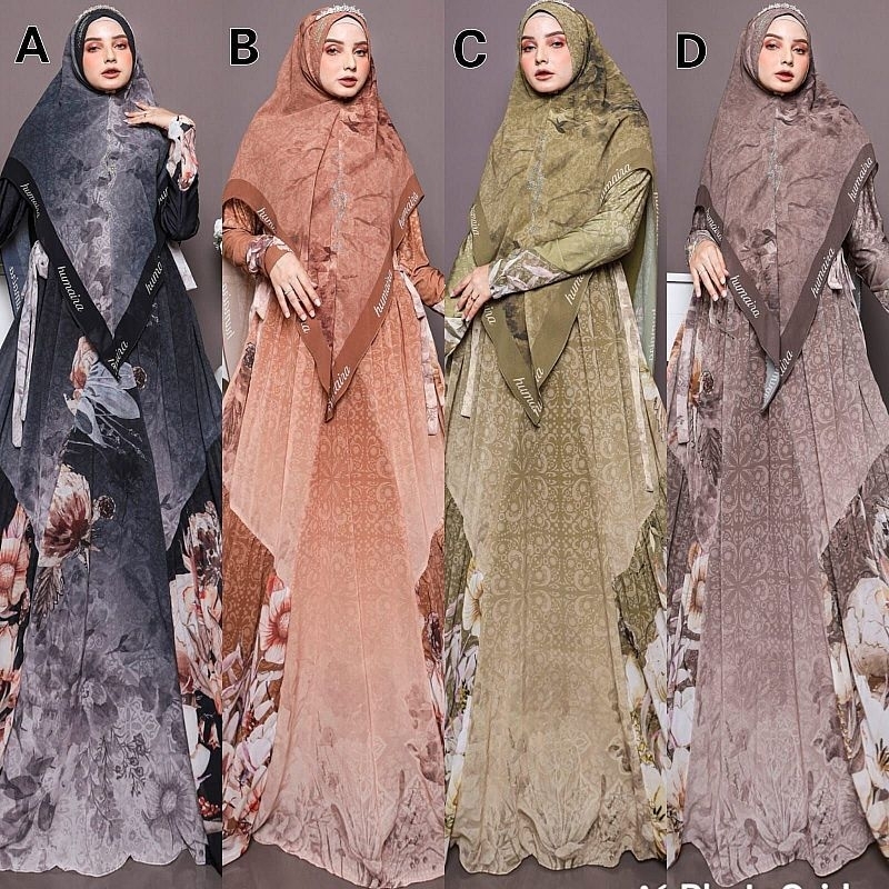 RAMADHANI SERIES By Humaira  Gamis Syar'i Branded Ceruty Jersey Printing Premium READY Agen Gamis