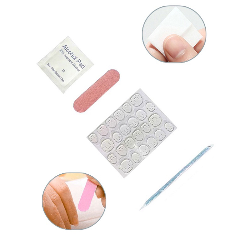 Toolkit Kuku Palsu Lem Gel 4Pcs/Set Toolkit Nail Art Berisi 1 Lembar Lem (24Pcs) + 1 Kikir Kuku + 1 