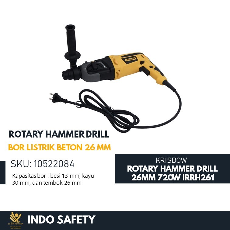 BOR LISTRIK BETON ROTARY HAMMER DRILL 26MM 720W IRRH261 KRISBOW