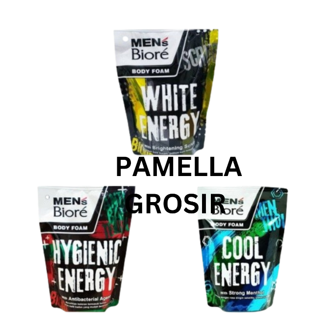 Biore Mens Body Foam Refill Pouch 250ml Cool Energy & White Energy - Men's Biore