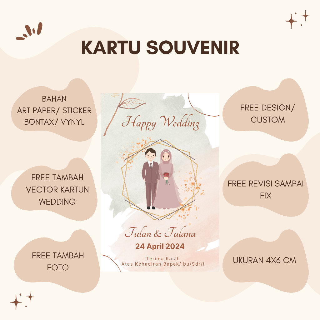 Thanks Card/ Kartu Souvenir/ Kartu Ucapan Wedding/ Pernikahan/ Aqiqah/ Tasyakuran/ Siraman/ Tedak Si