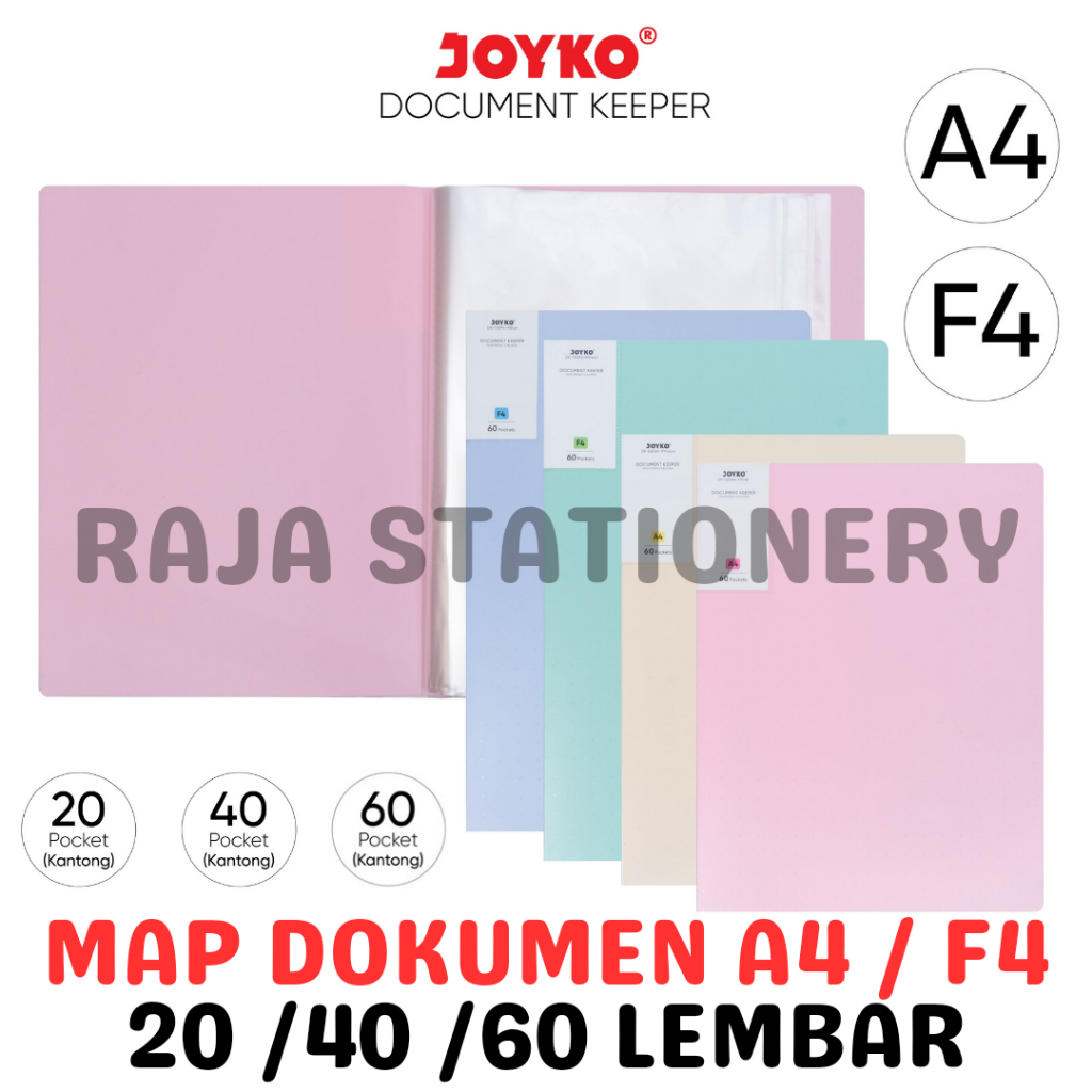 

JOYKO DOCUMENT KEEPER A4 F4 FOLIO CLEAR HOLDER PASTEL MAP DOKUMEN ALBUM DISPLAY BOOK