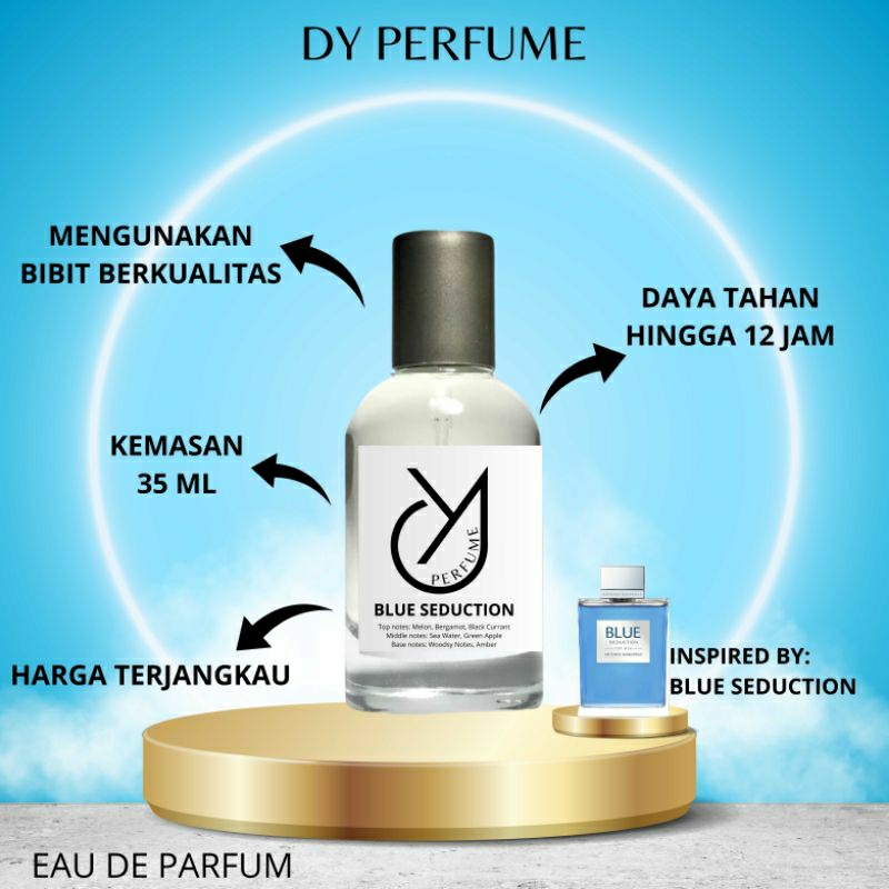 DY Perfume BLUE SEDUCTION - Parfum pria tahan lama aroma maskulin, elegant dan fresh