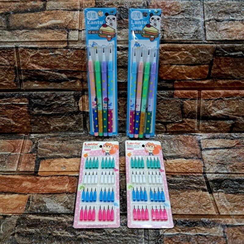 

1set pensil lantu/pensil cabut/bensia [ 4pcs pensil + reffil ]