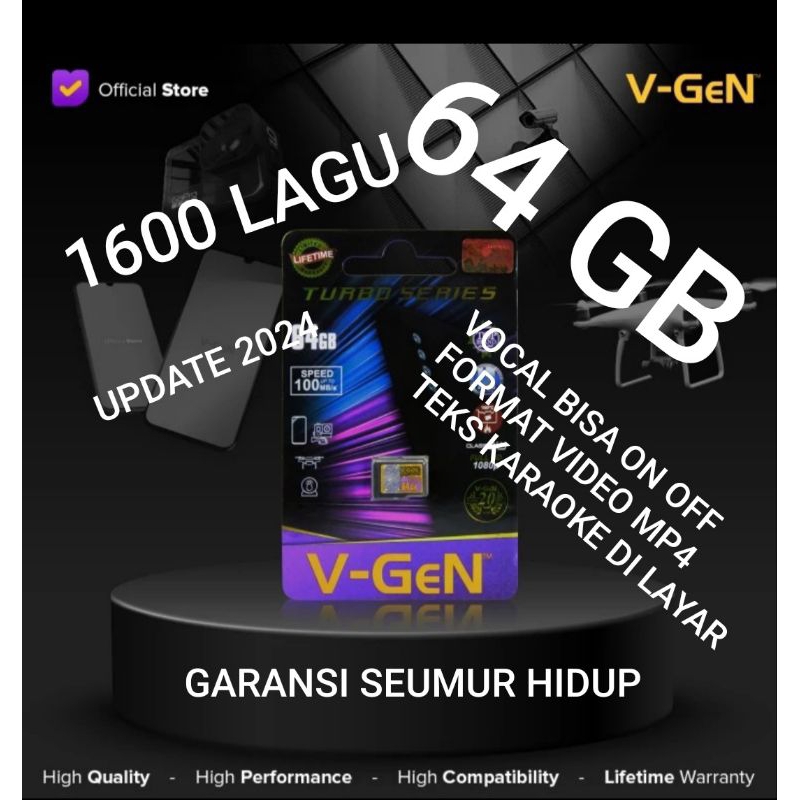 MICROSD MEMORY CARD 64GB KARAOKE NO VOCAL MINUS ONE