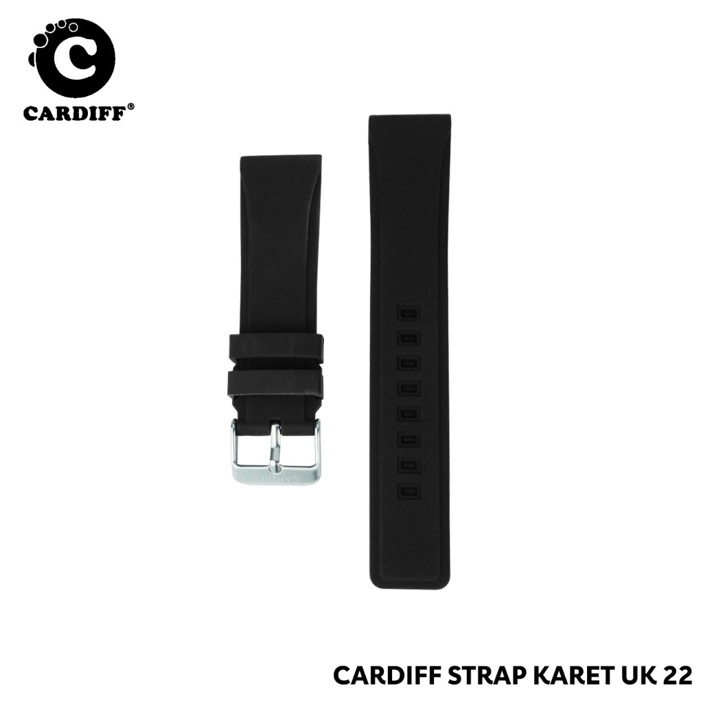 CARDIFF TALI JAM TANGAN STRAP KARET DUAL TIME UK 22