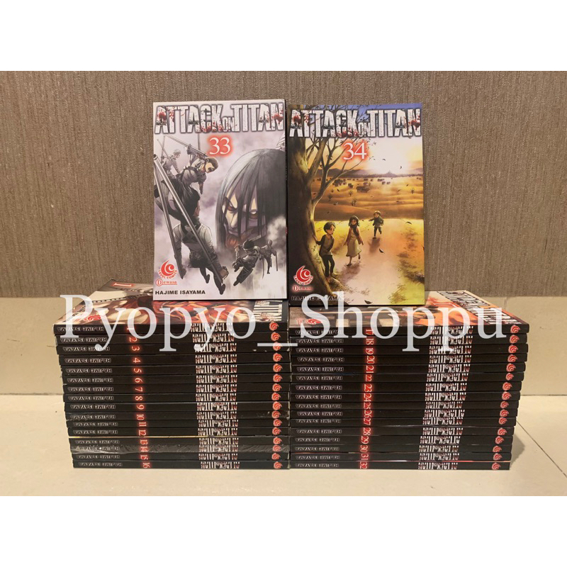 Komik Manga Set Tamat Attack on Titan Shingeki no Kyojin 1-14,15,16,17,18,19,20,21-34 by Hajime Isay