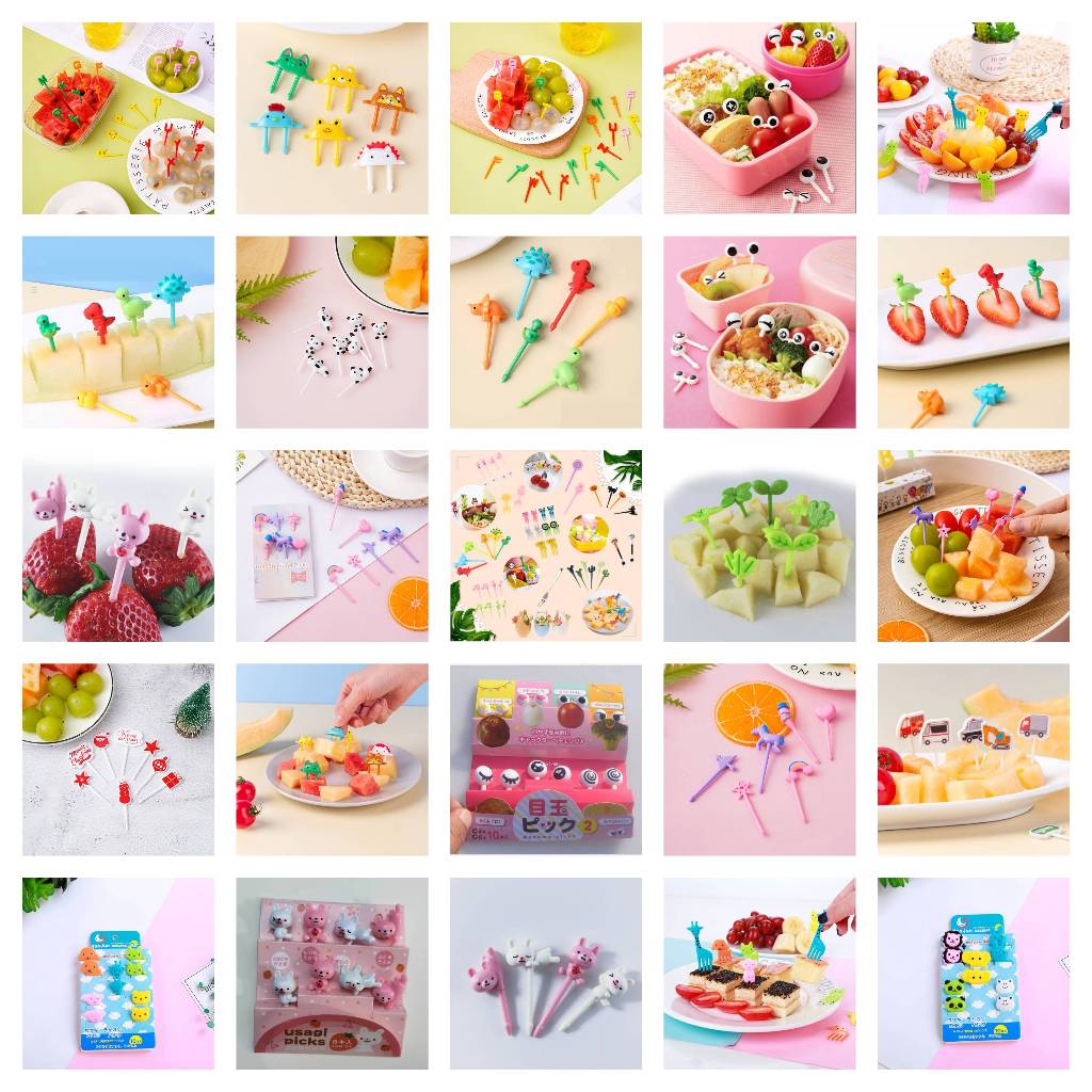 Tusukan Bento Food Pick Garpu Mini Bento Tusuk Gigi Buah Dessert Anak Bento Daun Cat Dog Bola Snoopy