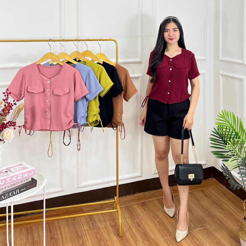 ATASAN WANITA 8670 || BLOUSE FASHION WANITA KANCING SERUT