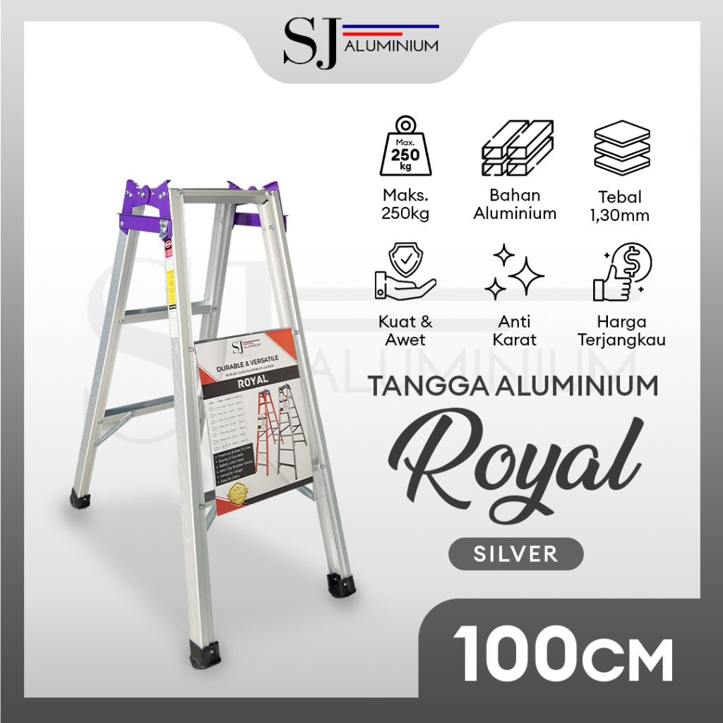 [ROYAL] Tangga Aluminium / Tangga Lipat / Tangga Aluminium Lipat - Jumbo & Multifungsi Tahan 250 KG 