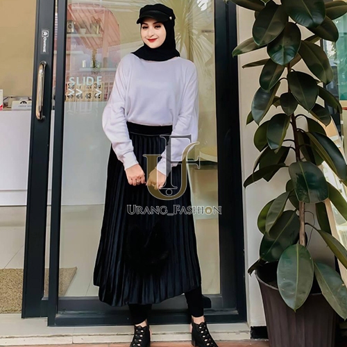 Rok Plisket (gelombang) 7/8 100% Original Import  Rok Plisket Bludru Velvet 7/8 Premium