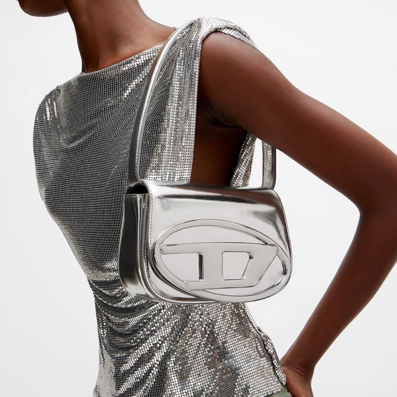 Original Diesel 1DR Iconic Small Shoulder Bag in Mirrored Leather
