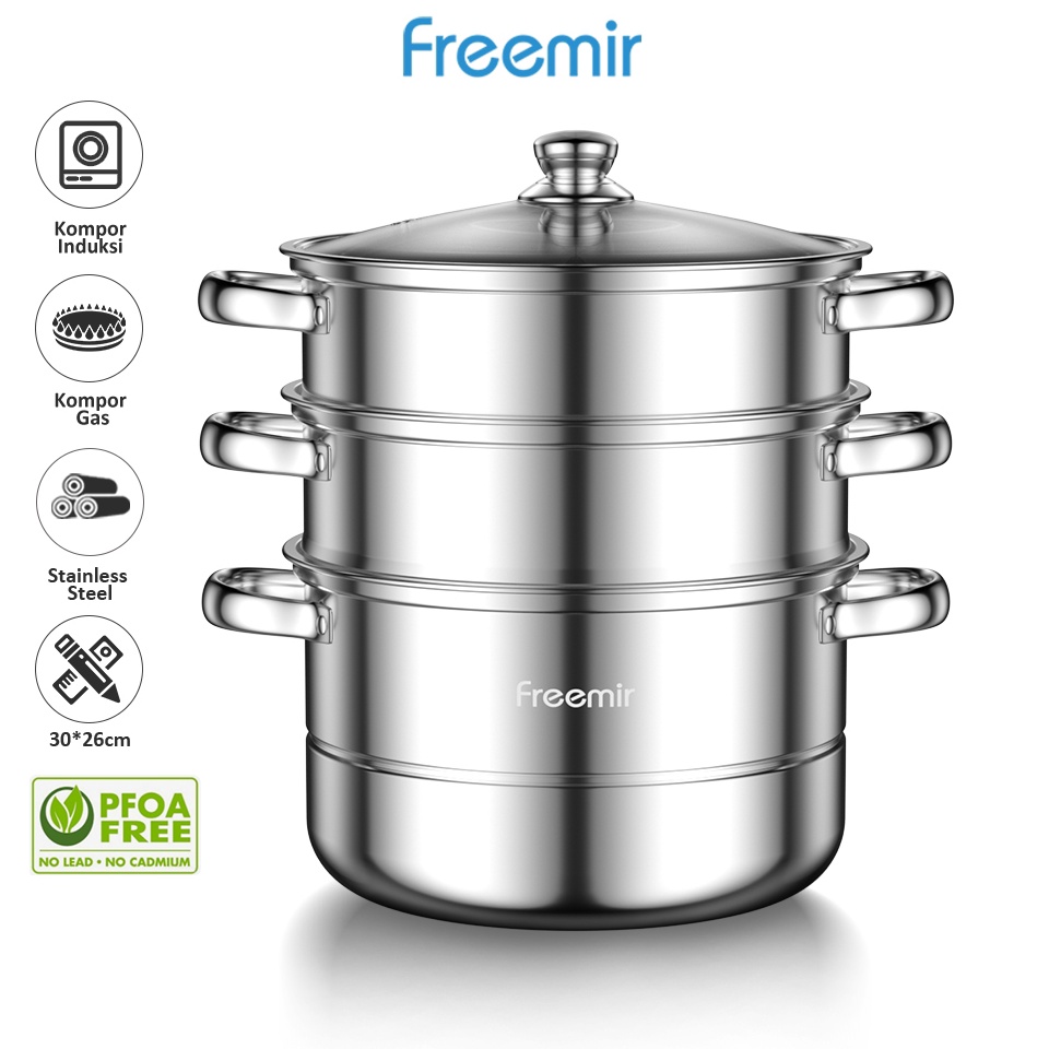 Harga TERMURAAH  SALE GRATIS PIRING SET Panci Dandang Kukus 3 Susun Tingkat Jumbo Steamer Pot Kukusa