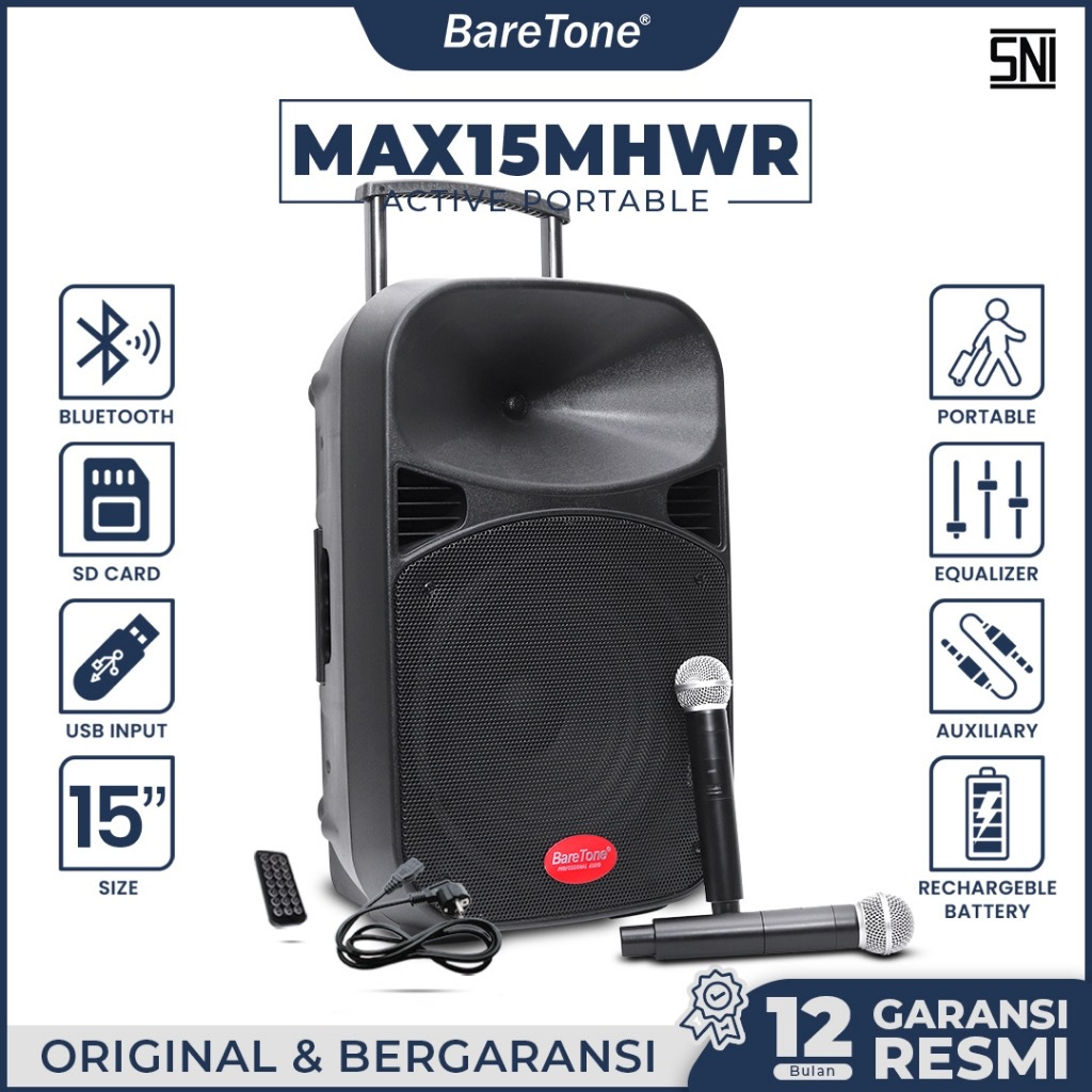 Speaker Portable Baretone 15 inch MAX15MHWR
