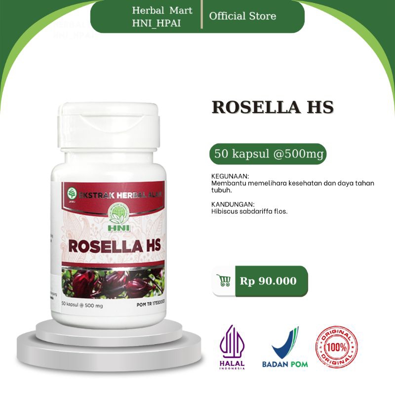 Herbal Mart _ HNI.HPAI (100% Produk Original) Rosella HS HNI_HPAI obat herbal isi 50 kapsul Membantu memelihara kesehatan dan daya tahan tubuh.