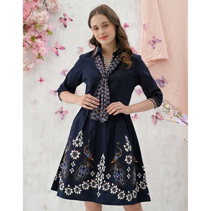 Kilat Evercloth Venya Dress Batik Wanita Dress Wanita Terusan Batik CoupleEvercloth Venya Dress Bati