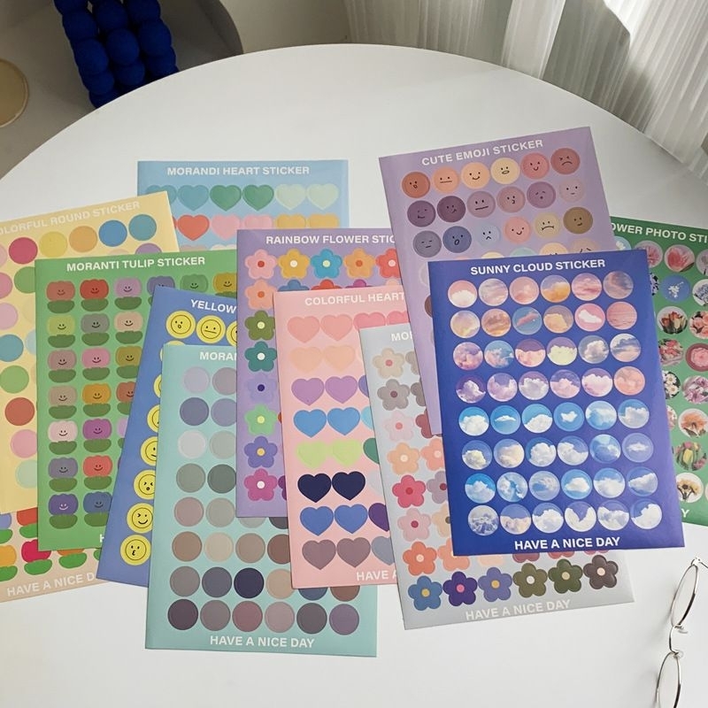 

sticker bulat morandi macaroon - stiker bulat besar lembaran - sticker wall poster - stiker planner scrapbook journal