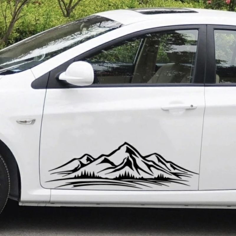 Cutting Sticker Kaca/Body Mobil Gunung/Cutting Sticker Mobil Gambar Gunung Mountain