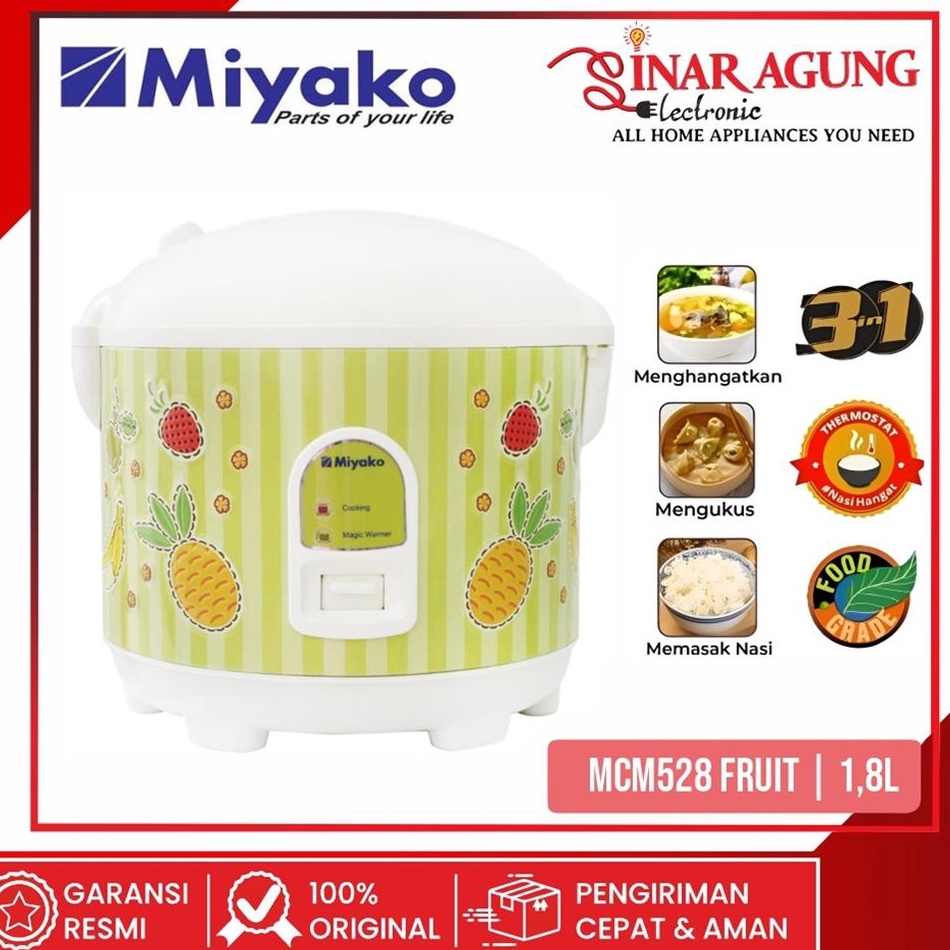 DcB COD MIYAKO RICE COOKER  MAGIC COM MCM528  MCM528  MCM528 MIX FRUIT 18 LITER  WARMER PLUS GARANSI