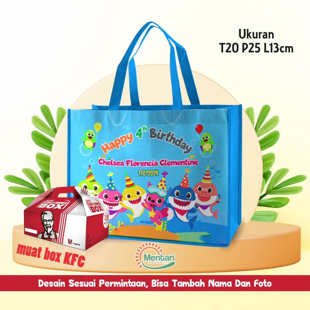 

Tas Ultah Ulang Tahun anak Goodie bag Hampers Kantong jinjing Souvenir Custom Full Print free desain