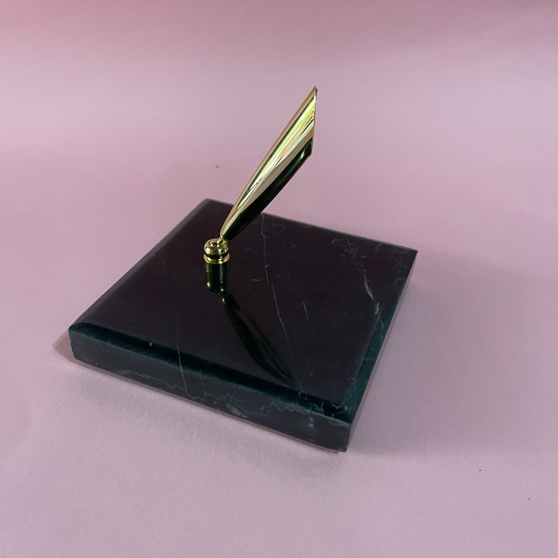 Tempat pena meja kantor marmer hitam marble black nero