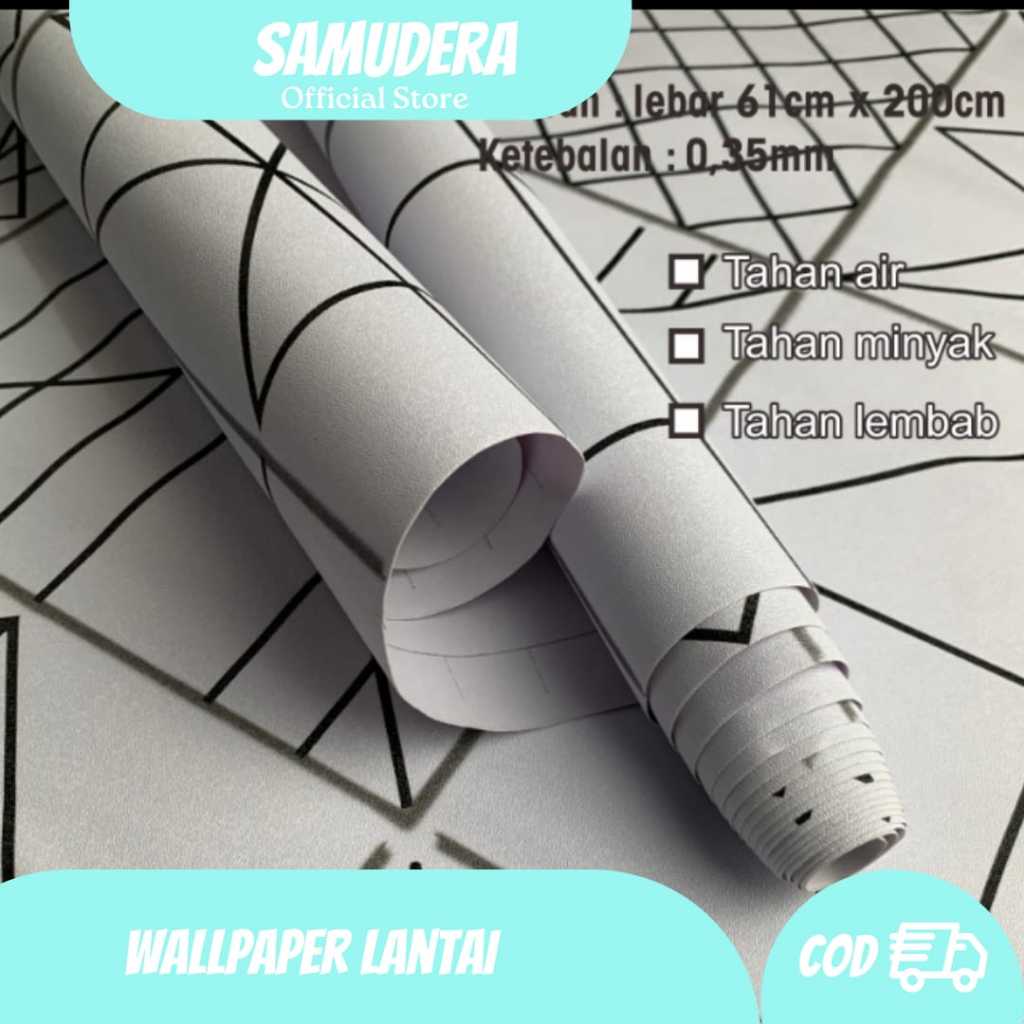 Stiker lantai motif menarik putih aesthetic wallpaper kamar mandi ruang tamu dapur