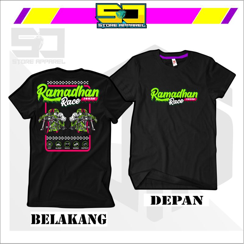PROMO RAMADHAN) Kaos T-shirt RAMADHAN RACE / Cotton Combed 30s / Free Stiker / Sablon DTF / Warna Hi