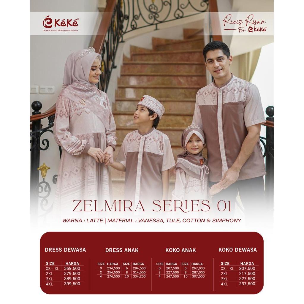 Gamis Dewasa Terbaru 2024 Keke Zelmira Latte/Baju Couple Keluarga Keke Zelmira Latte/Sarimbit Keke