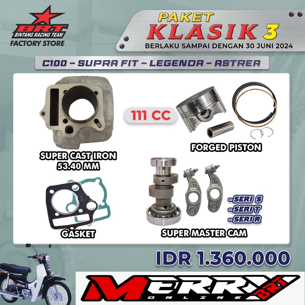 Paket Bore Up BRT Klasik 3 C100 / Grand / Supra fit / Legenda /Win