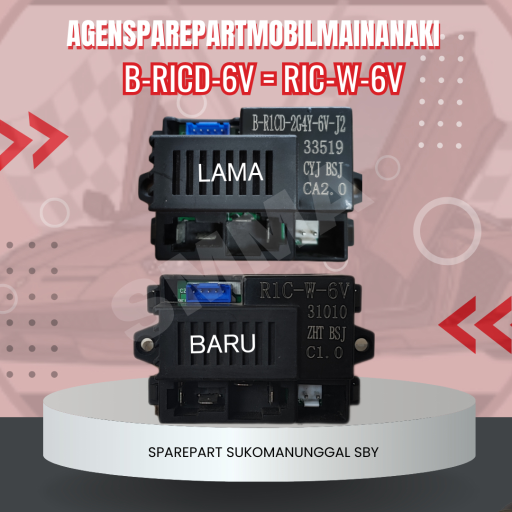 ⚡Ready⚡Receiver + Remote Control 2,4Ghz RIC-W-6V pengganti B-R1CD-2G4Y-6V-J2 (modul PCB) mobil maina