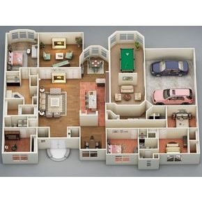 Model desain denah rumah 2 lantai dengan konsep modern