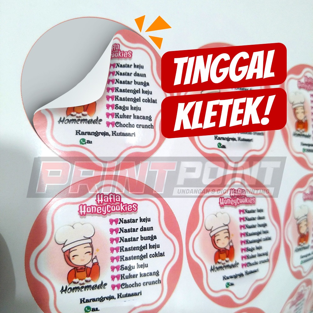 

STIKER CUTTING BULAT TINGGAL KLETEK MURAH TAHAN AIR WATERPROOF CUSTOM DESAIN LABEL MAKANAN, LABEL MINUMAN, STIKER PRODUK